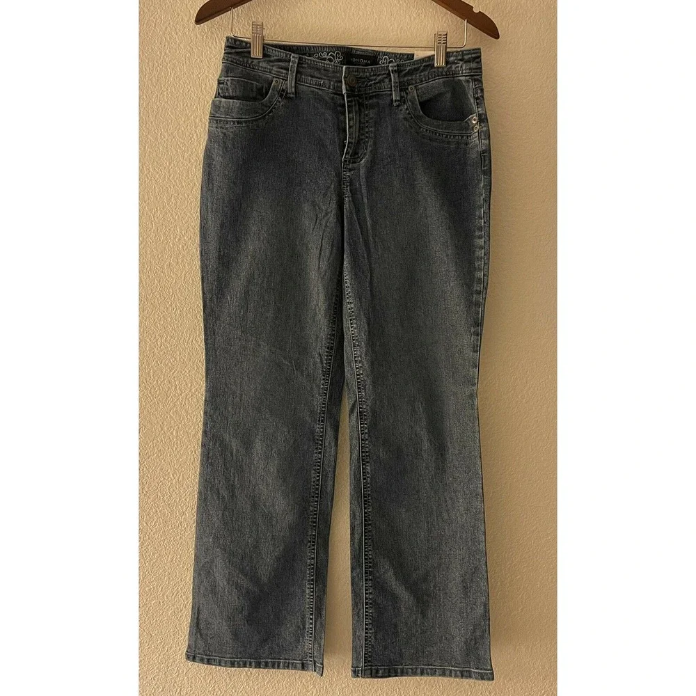 Sonoma Women's Indigo Straight Jeans Size 6P Petite Blue Medium Wash Pant